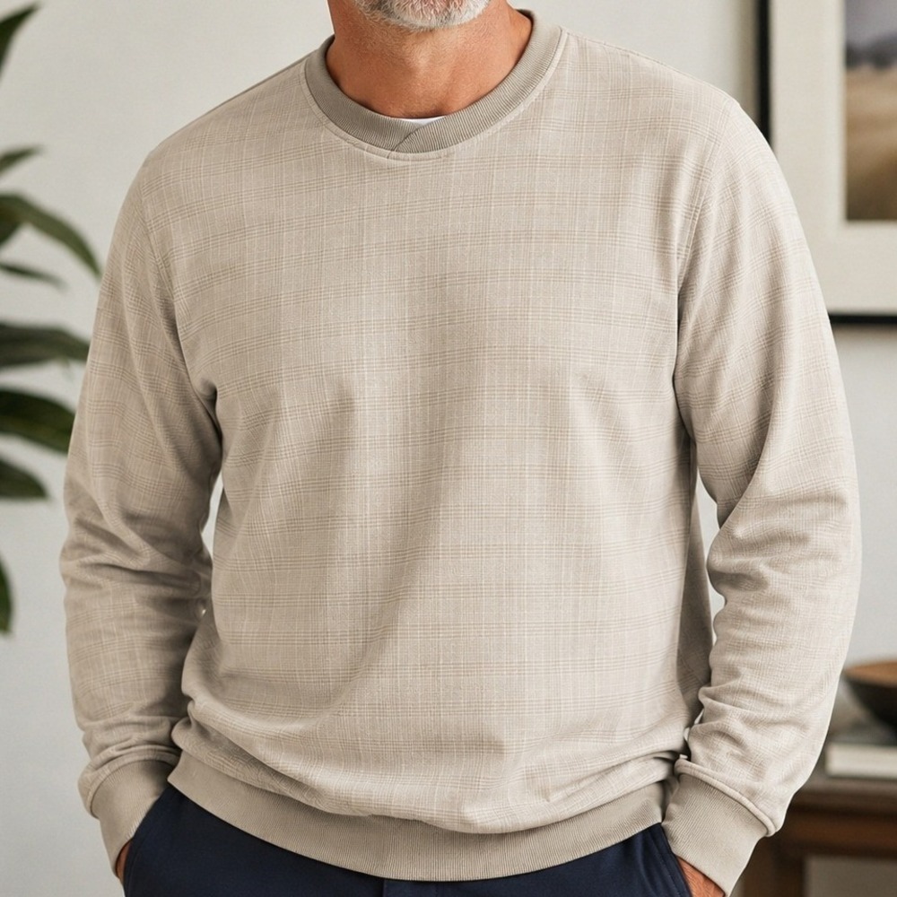 Y2K Dockers Golf Mens Beige Plaid Crewneck Lightweight Sweater L Dadcore Luxury
